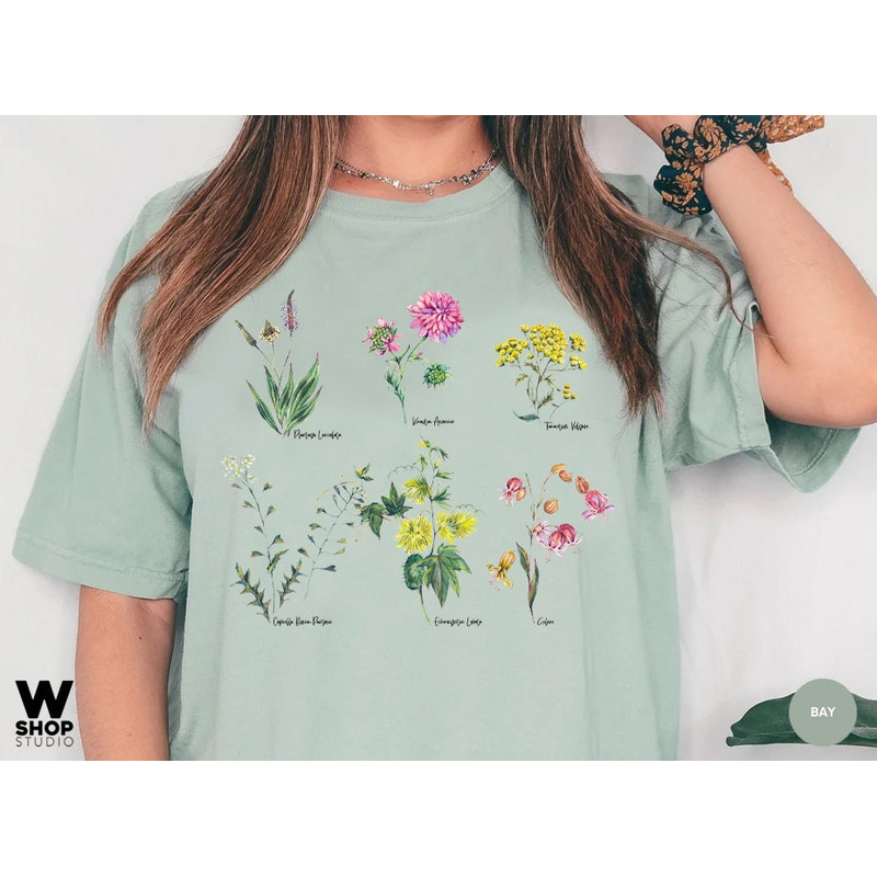 Vintage Floral T-shirt, Botanical Shirt, Wildflower Tee, Vintage Botanical, Flower Botanical Print, Oversized Shirt, Graphic Tshirt - 4.jpg
