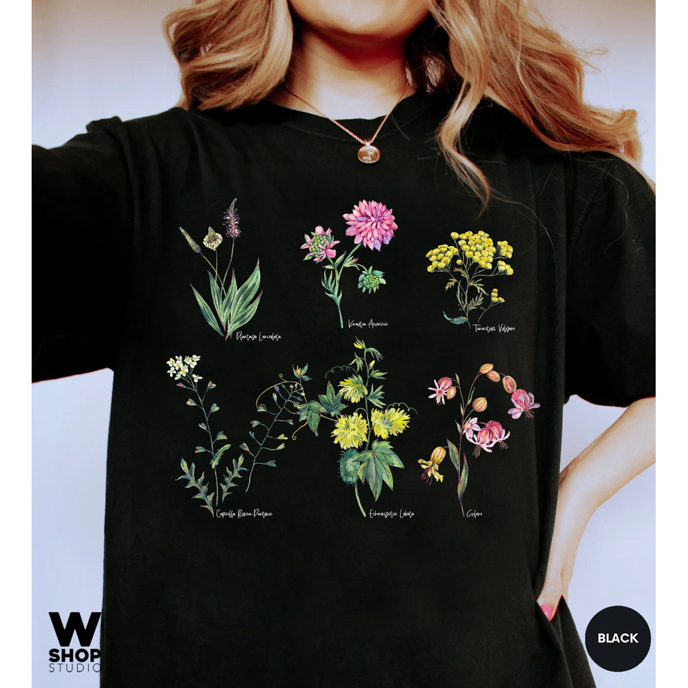 Vintage Floral T-shirt, Botanical Shirt, Wildflower Tee, Vintage Botanical, Flower Botanical Print, Oversized Shirt, Graphic Tshirt - 5.jpg