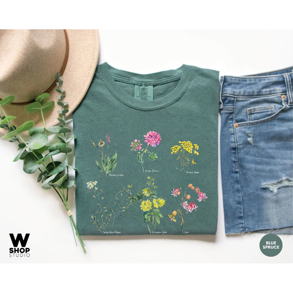 Vintage Floral T-shirt, Botanical Shirt, Wildflower Tee, Vintage Botanical, Flower Botanical Print, Oversized Shirt, Graphic Tshirt - 8.jpg