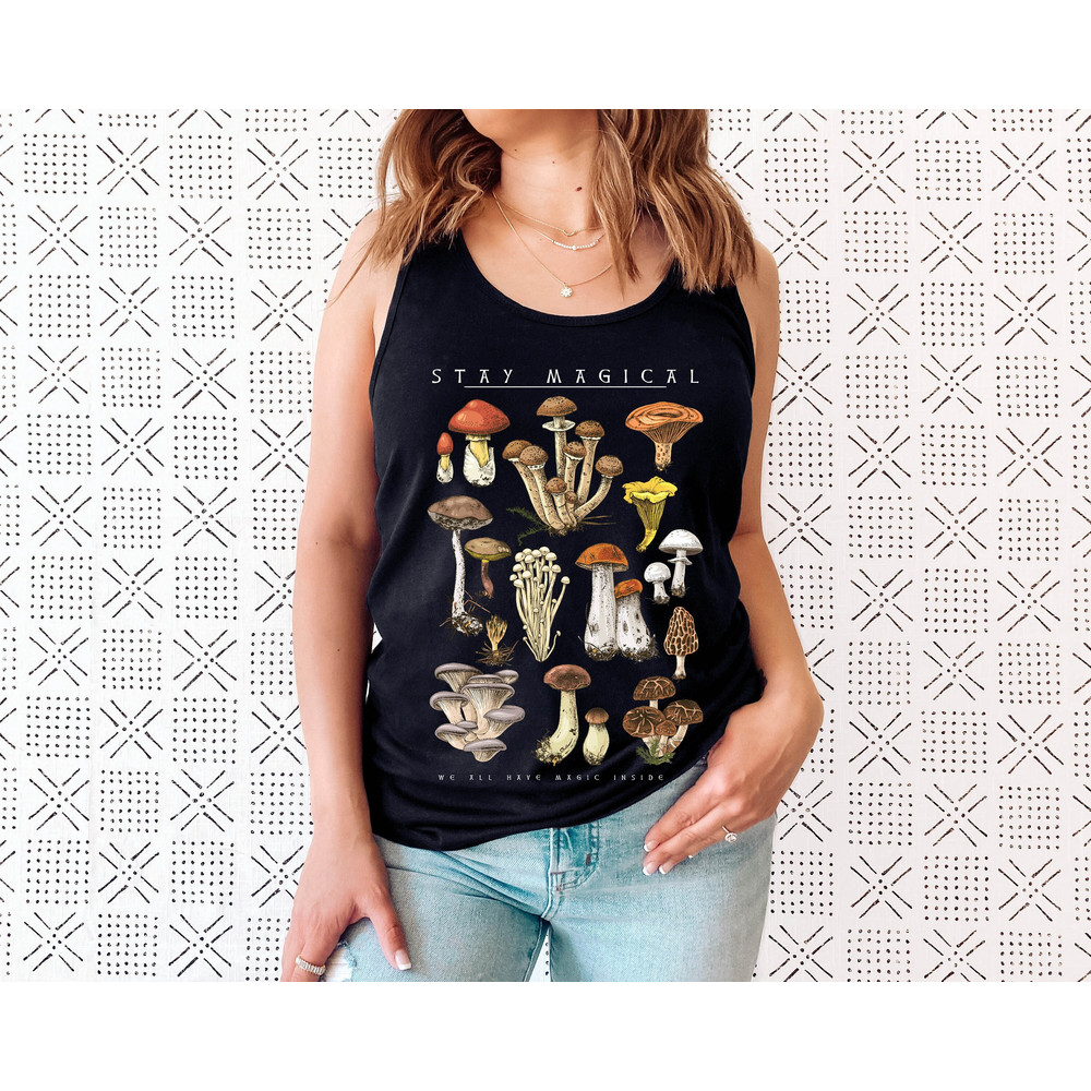 Vintage Illustration Mushroom Decor Art Shirt, Botanical Tank Top, Plant Tank Shirt, Mushroom Tank Top, Hippie Shirt, Nature Lover - 1.jpg