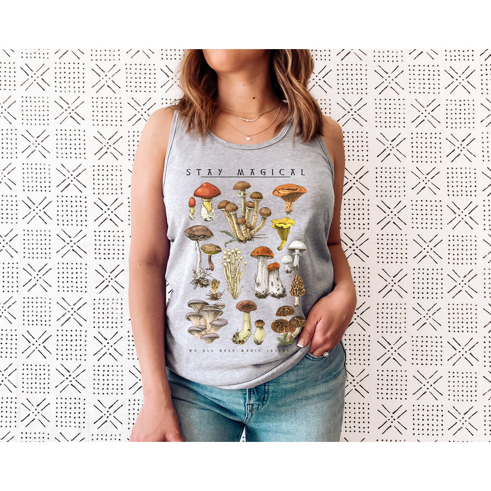Vintage Illustration Mushroom Decor Art Shirt, Botanical Tank Top, Plant Tank Shirt, Mushroom Tank Top, Hippie Shirt, Nature Lover - 2.jpg