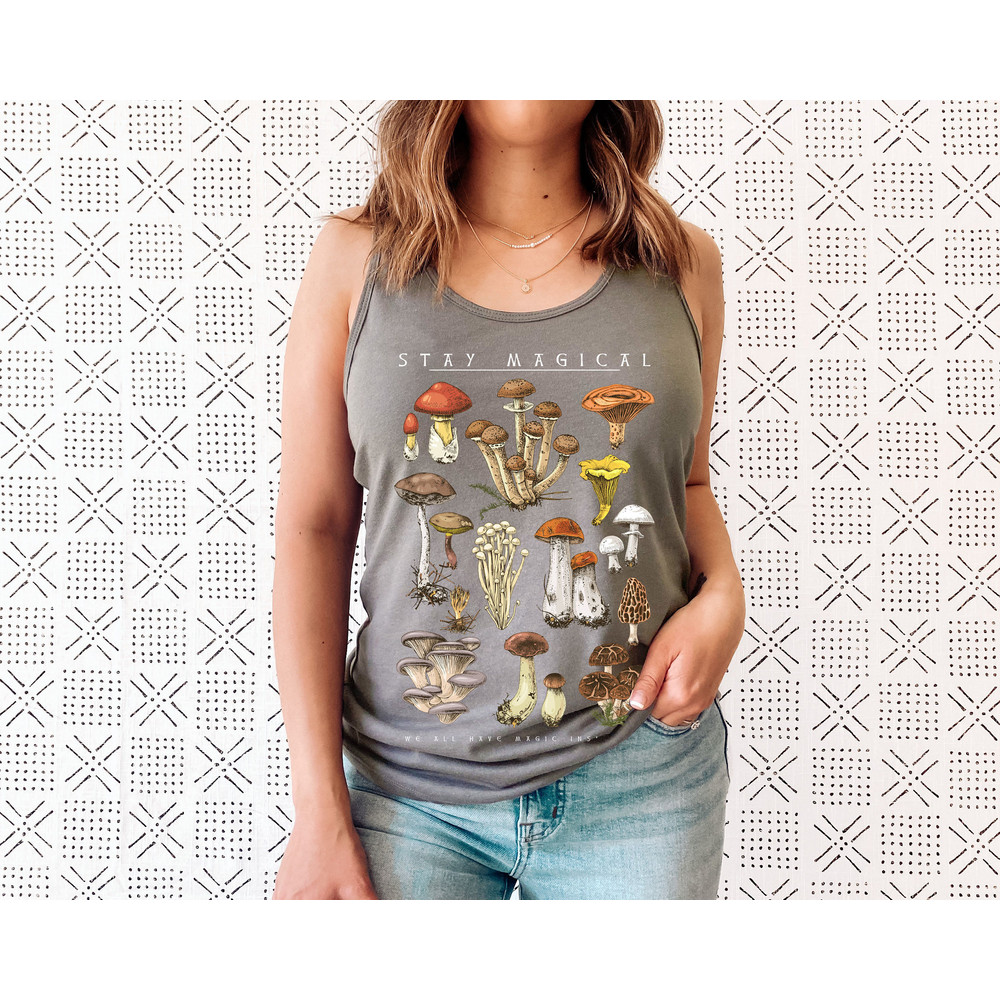 Vintage Illustration Mushroom Decor Art Shirt, Botanical Tank Top, Plant Tank Shirt, Mushroom Tank Top, Hippie Shirt, Nature Lover - 5.jpg