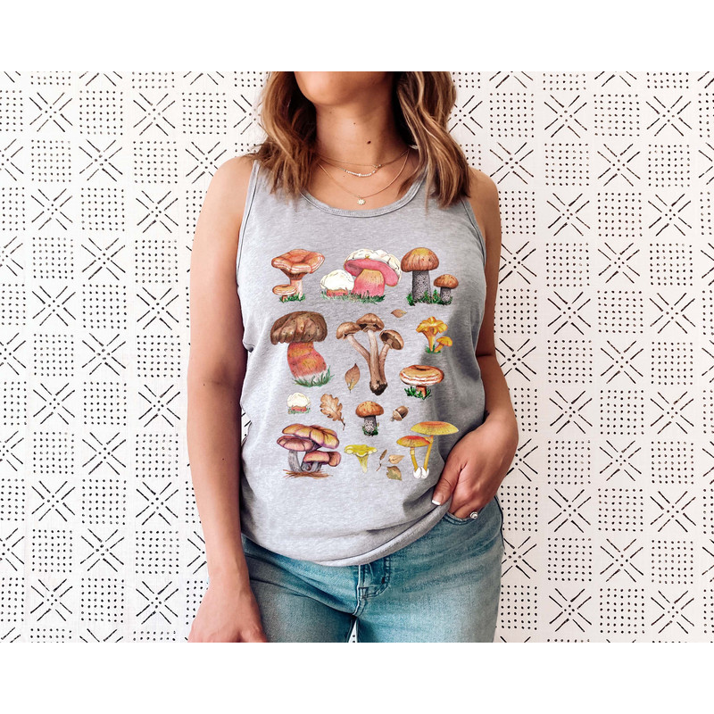 Vintage Illustration Mushroom Decor Art Shirt, Botanical Tank Top, Plant Tank Shirt, Mushroom Tank Top, Hippie Shirt, Nature Lover - 1.jpg