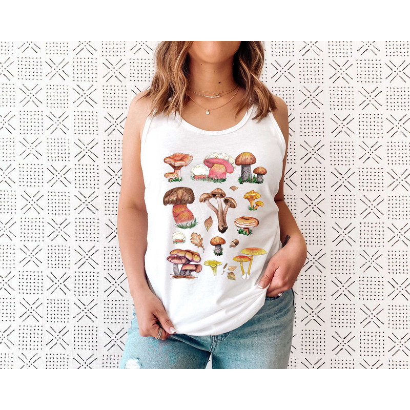 Vintage Illustration Mushroom Decor Art Shirt, Botanical Tank Top, Plant Tank Shirt, Mushroom Tank Top, Hippie Shirt, Nature Lover - 4.jpg