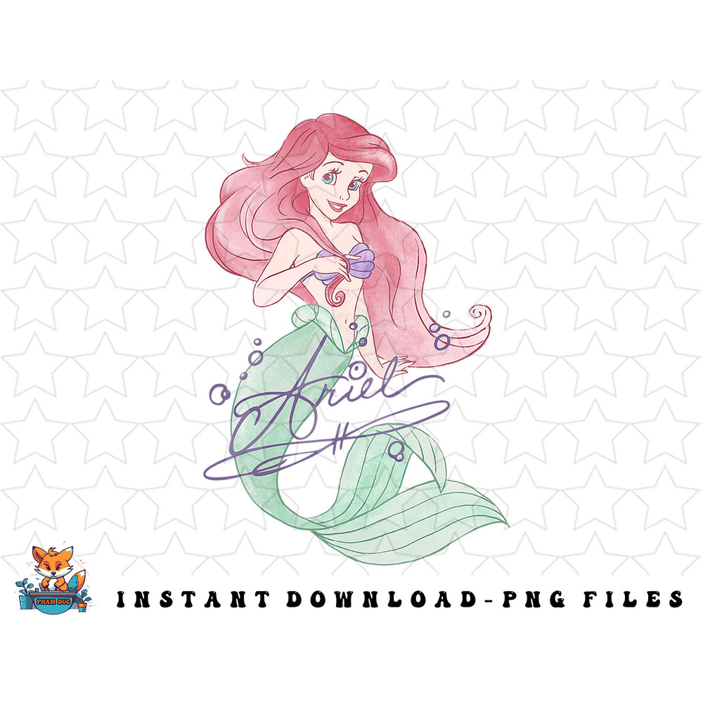 Disney The Little Mermaid Ariel Signed Portrait png, sublimation, digital download.jpg