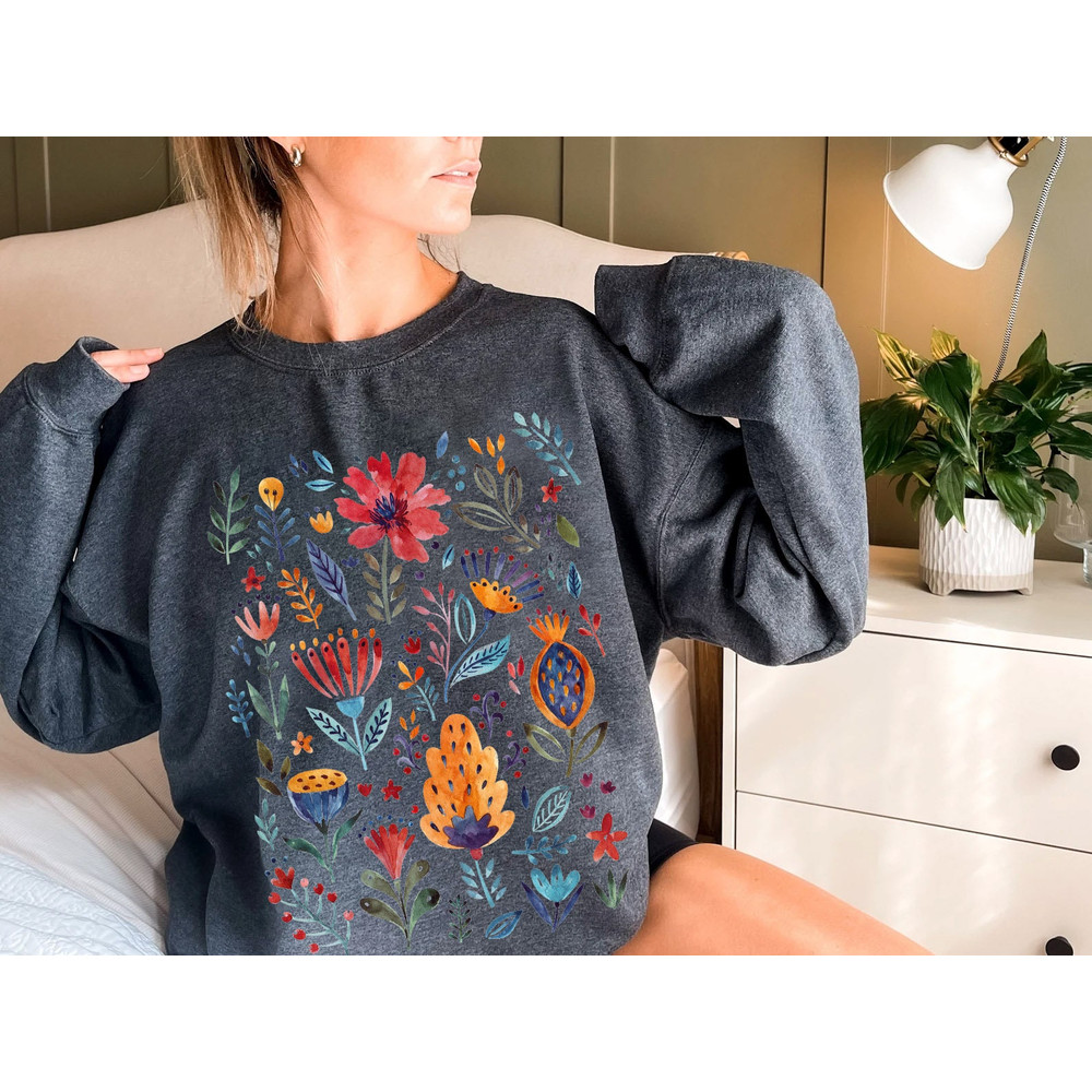 Wildflower Sweatshirt, Wild Flowers Tee, Floral Tshirt, Gift for Women, Ladies Shirts, Best Friend Gift - 4.jpg