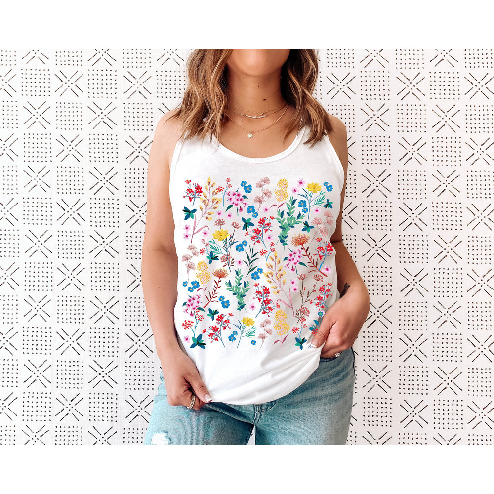 Wildflower Tank Top, Flower Tank Top, Floral Tank Top, Cute Spring Shirt, Boho Tank Top, Gift For Her, Birthday Gifts, Wild Flower Tee - 1.jpg