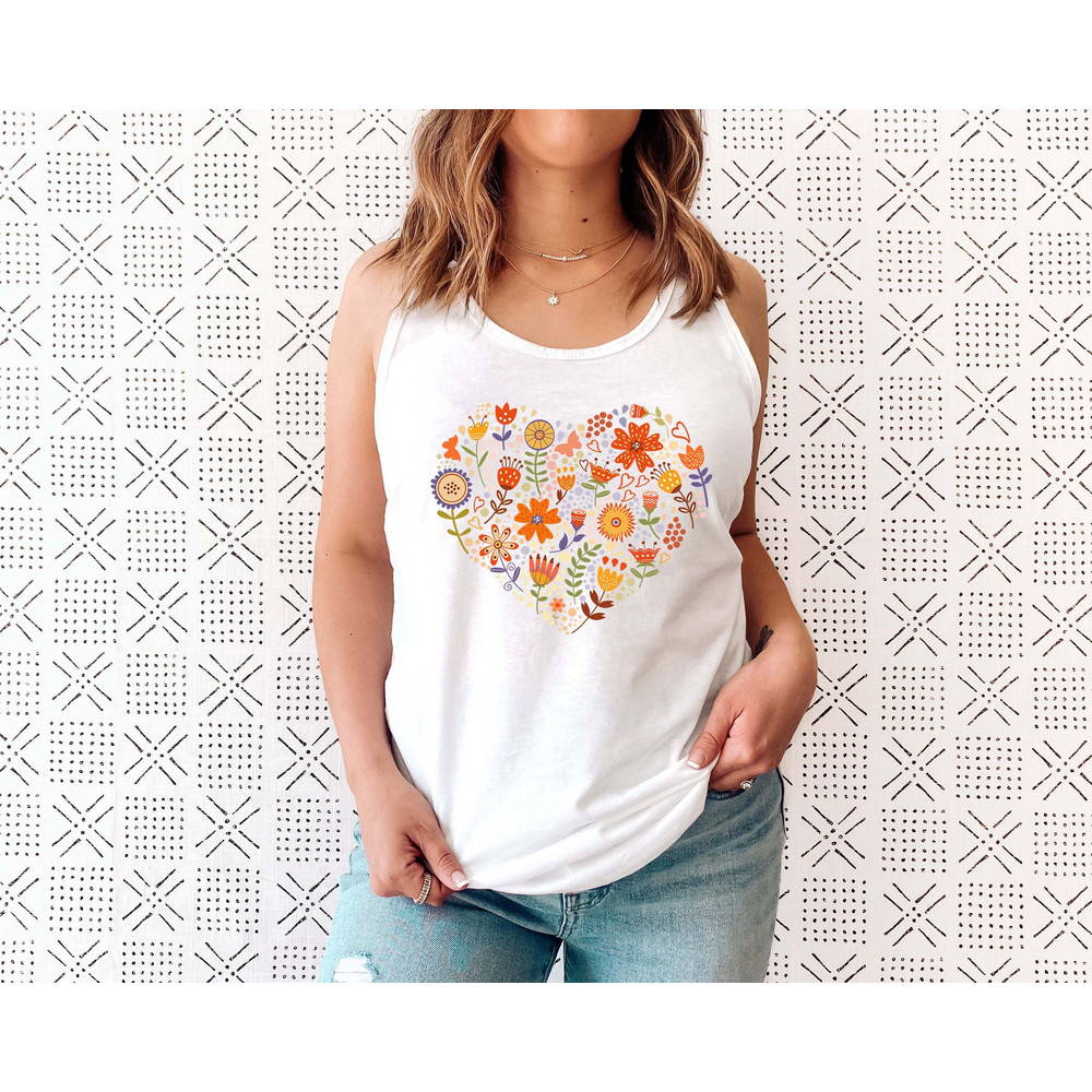 Wildflower Tank Tshirt, Wild Flowers Shirt, Heart Floral Tank Top, Flower Tank, Gift for Women, Ladies Tank Top, Best Friend Gift - 1.jpg