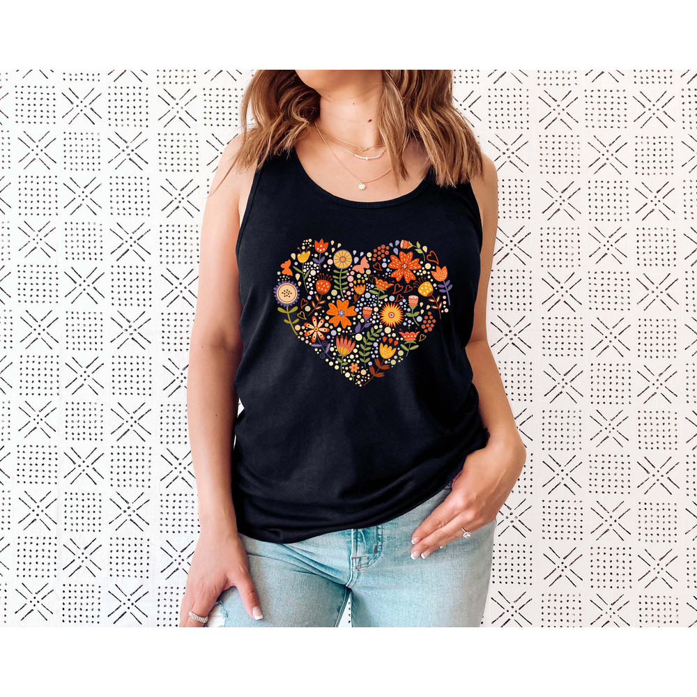 Wildflower Tank Tshirt, Wild Flowers Shirt, Heart Floral Tank Top, Flower Tank, Gift for Women, Ladies Tank Top, Best Friend Gift - 2.jpg