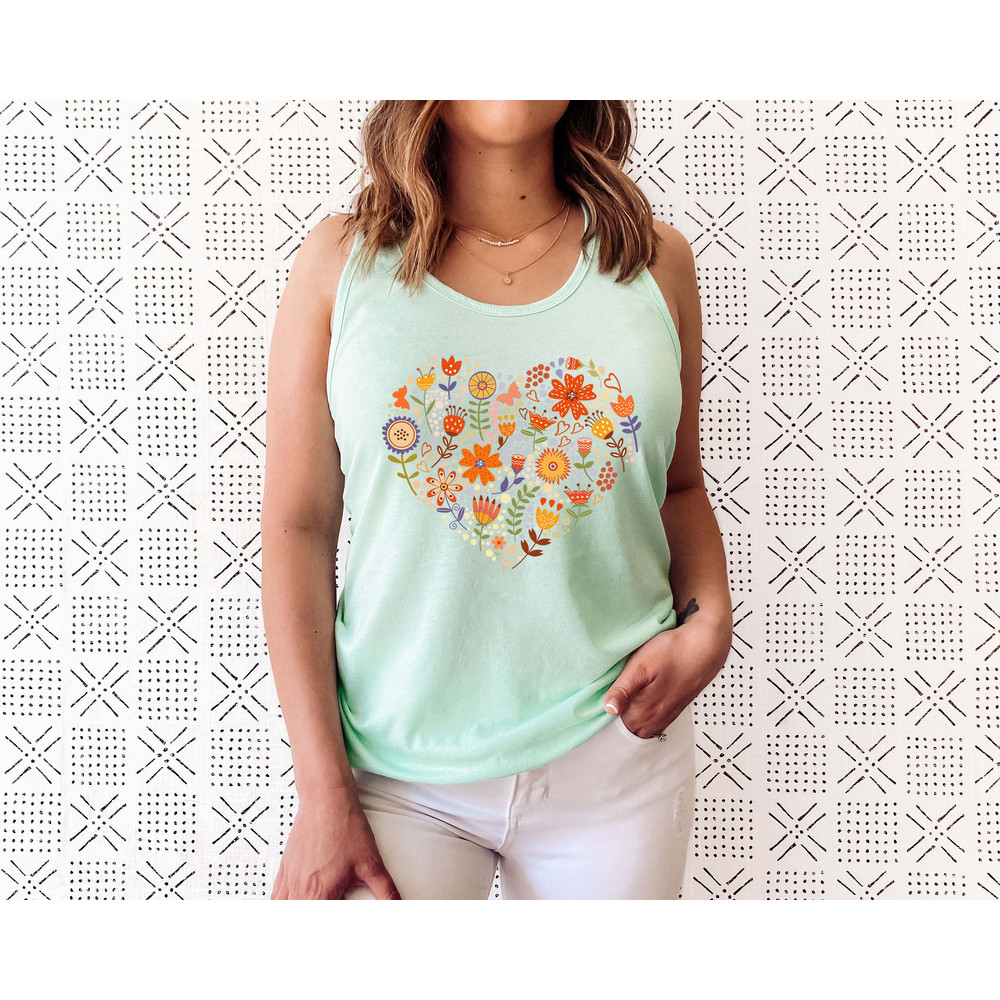 Wildflower Tank Tshirt, Wild Flowers Shirt, Heart Floral Tank Top, Flower Tank, Gift for Women, Ladies Tank Top, Best Friend Gift - 4.jpg