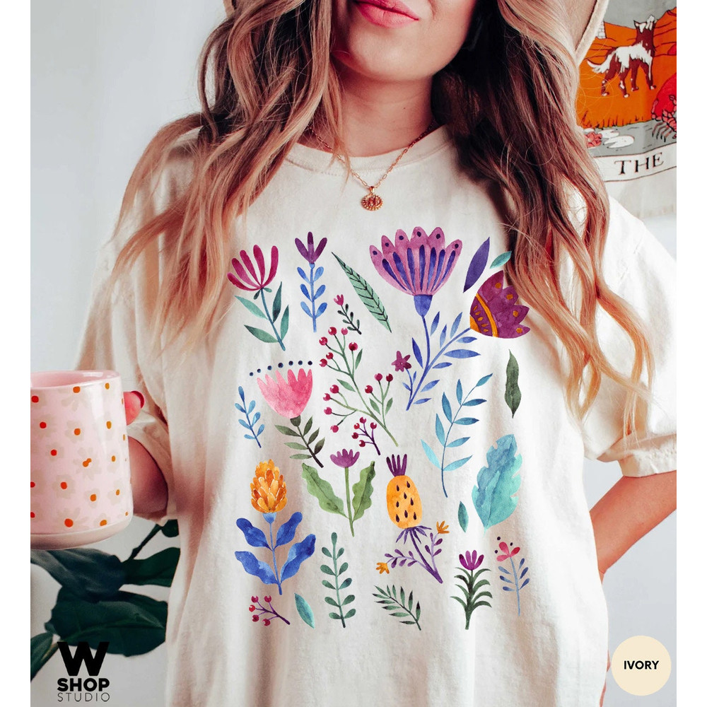 Wildflower Tshirt, Comfort Colors Shirt, Bohemian Floral Tshirt, Flower Shirt, Boho Gift for Women, Ladies Shirts, Hippie Best Friend - 2.jpg