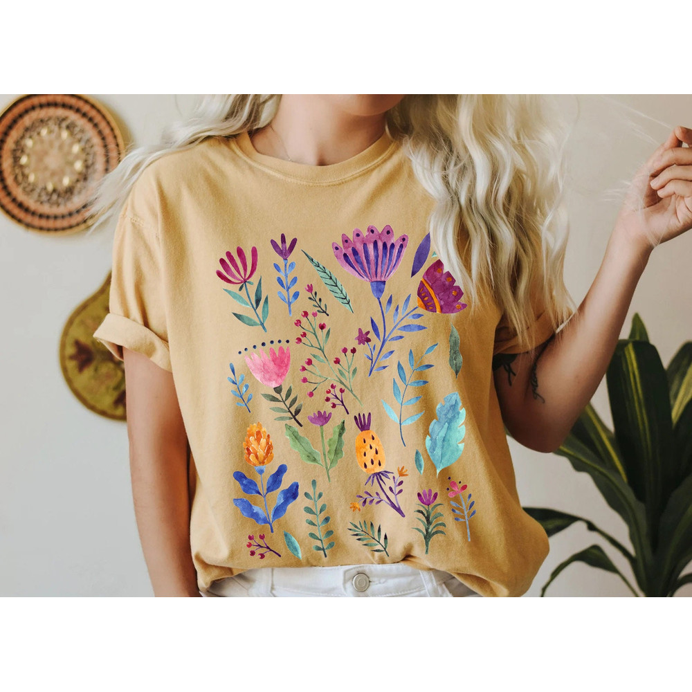 Wildflower Tshirt, Comfort Colors Shirt, Bohemian Floral Tshirt, Flower Shirt, Boho Gift for Women, Ladies Shirts, Hippie Best Friend - 3.jpg
