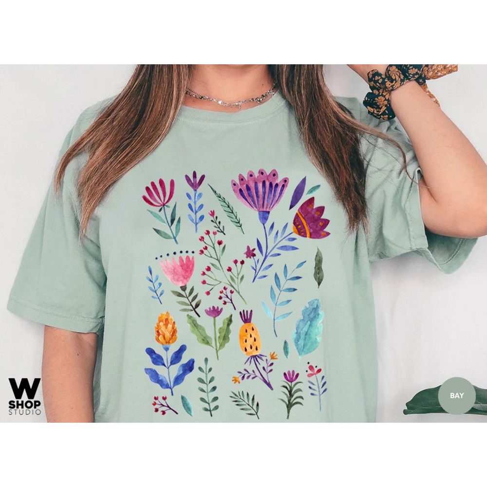 Wildflower Tshirt, Comfort Colors Shirt, Bohemian Floral Tshirt, Flower Shirt, Boho Gift for Women, Ladies Shirts, Hippie Best Friend - 7.jpg