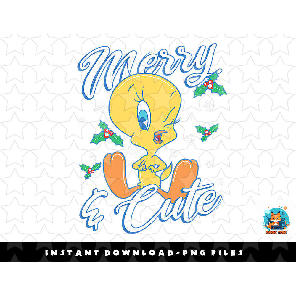 Looney Tunes Christmas Tweety Merry & Cute png, sublimation, digital download.jpg