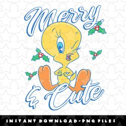 looney tunes christmas tweety merry & cute png, sublimation, digital download