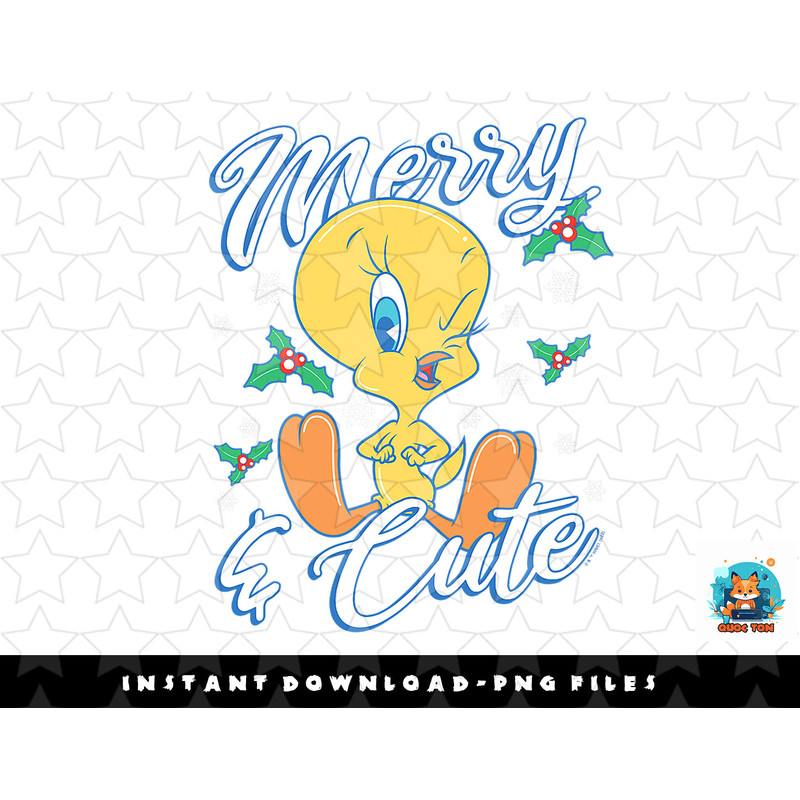Looney Tunes Christmas Tweety Merry & Cute png, sublimation, digital download.jpg