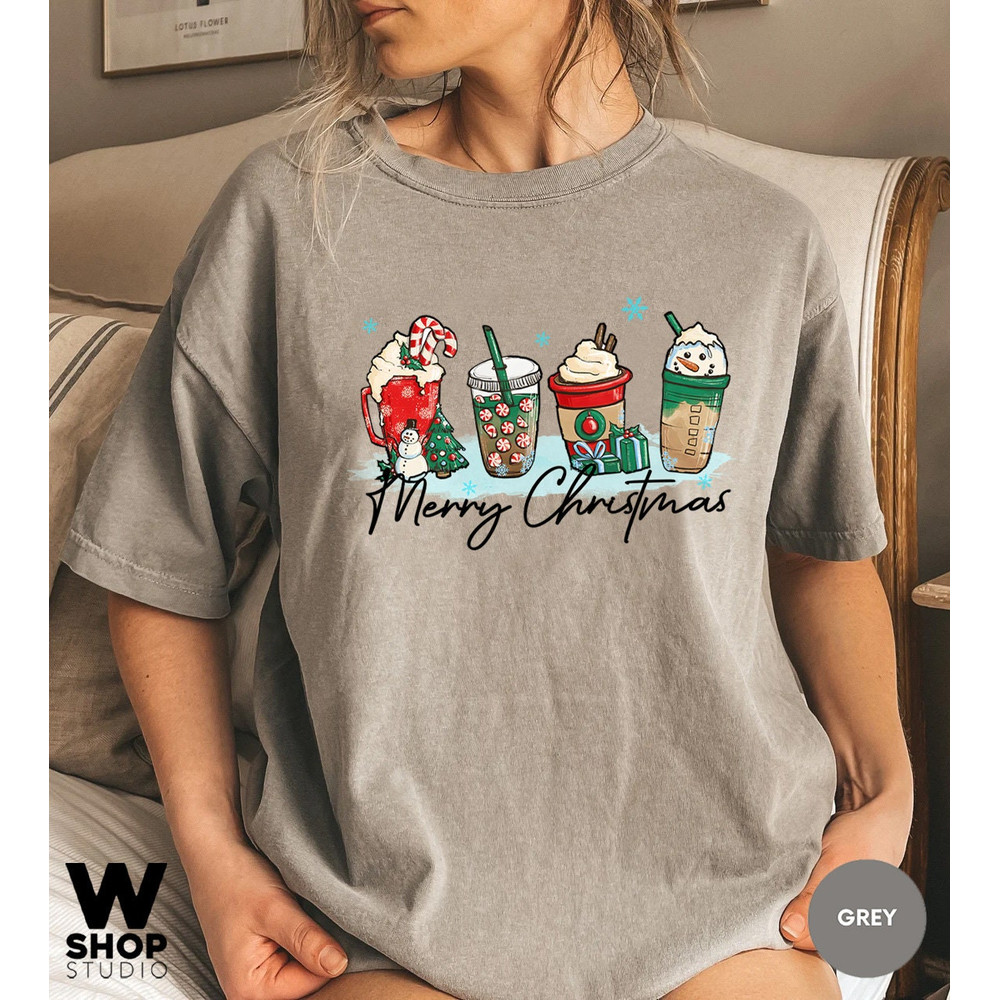 Womens christmas coffee shirt, Snowman Coffee Latte Shirt, Retro Christmas Shirt, friend sister mom Christmas gift ideas, Holiday Tee Shirt - 4.jpg