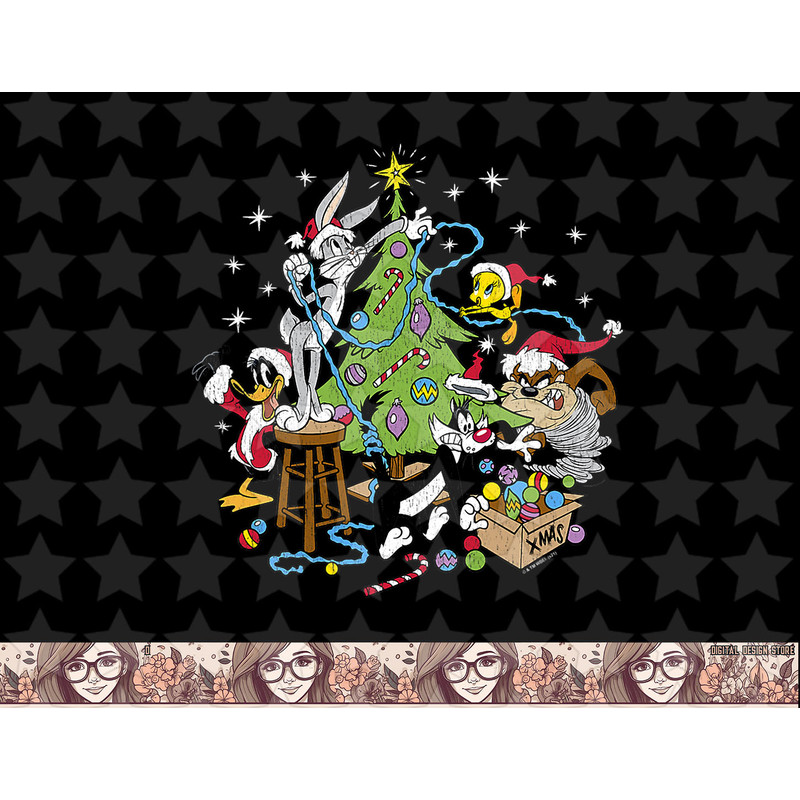 Looney Tunes Christmas Group Shot Decorate The Tree png, sublimation, digital download .jpg