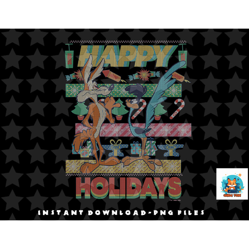 Looney Tunes Christmas Wile E. Coyote & Road Runner Sweater png, sublimation, digital download.jpg