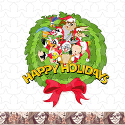 looney tunes christmas happy holidays wreath png, sublimation, digital download