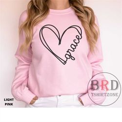 grace sweatshirt, gift for christian, religious shirt, church outfit, bible study sweater, grace heart sweatshirt, chris