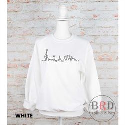 music teacher gift, music teacher sweatshirt, christmas gift for music teacher, musical line sweater, music notes sweats
