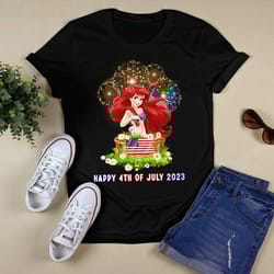 happy 4th of july 2023 independence day ariel mermaid t - shirt, shirt for men women, graphic design, unisex shirt