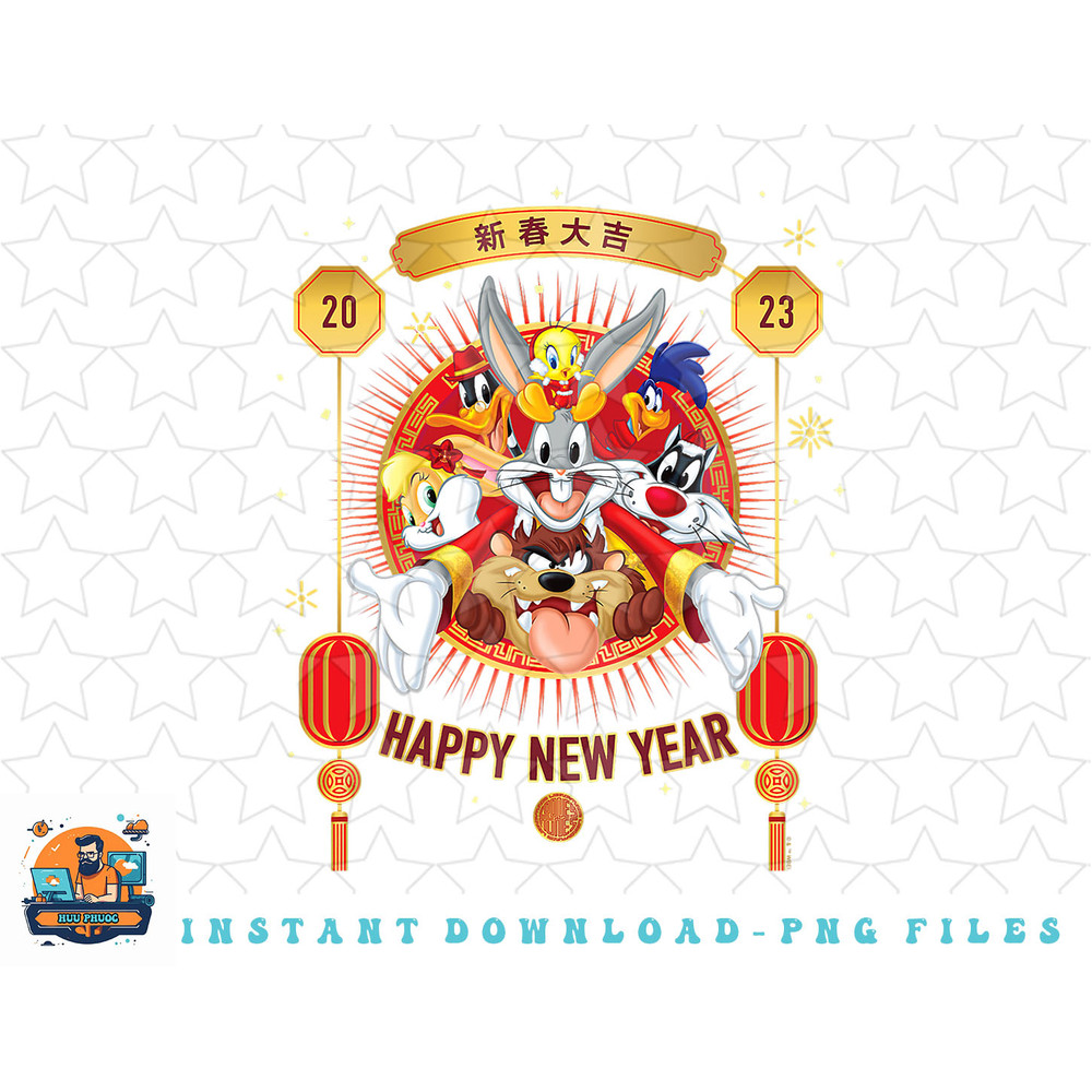 Looney Tunes Bugs Bunny Group 2023 New Year png, sublimation, digital download.jpg