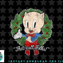 looney tunes christmas porky pig thats all folks wreath png, sublimation, digital download