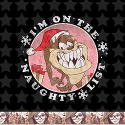 looney tunes christmas taz im on the naughty list png, sublimation, digital download