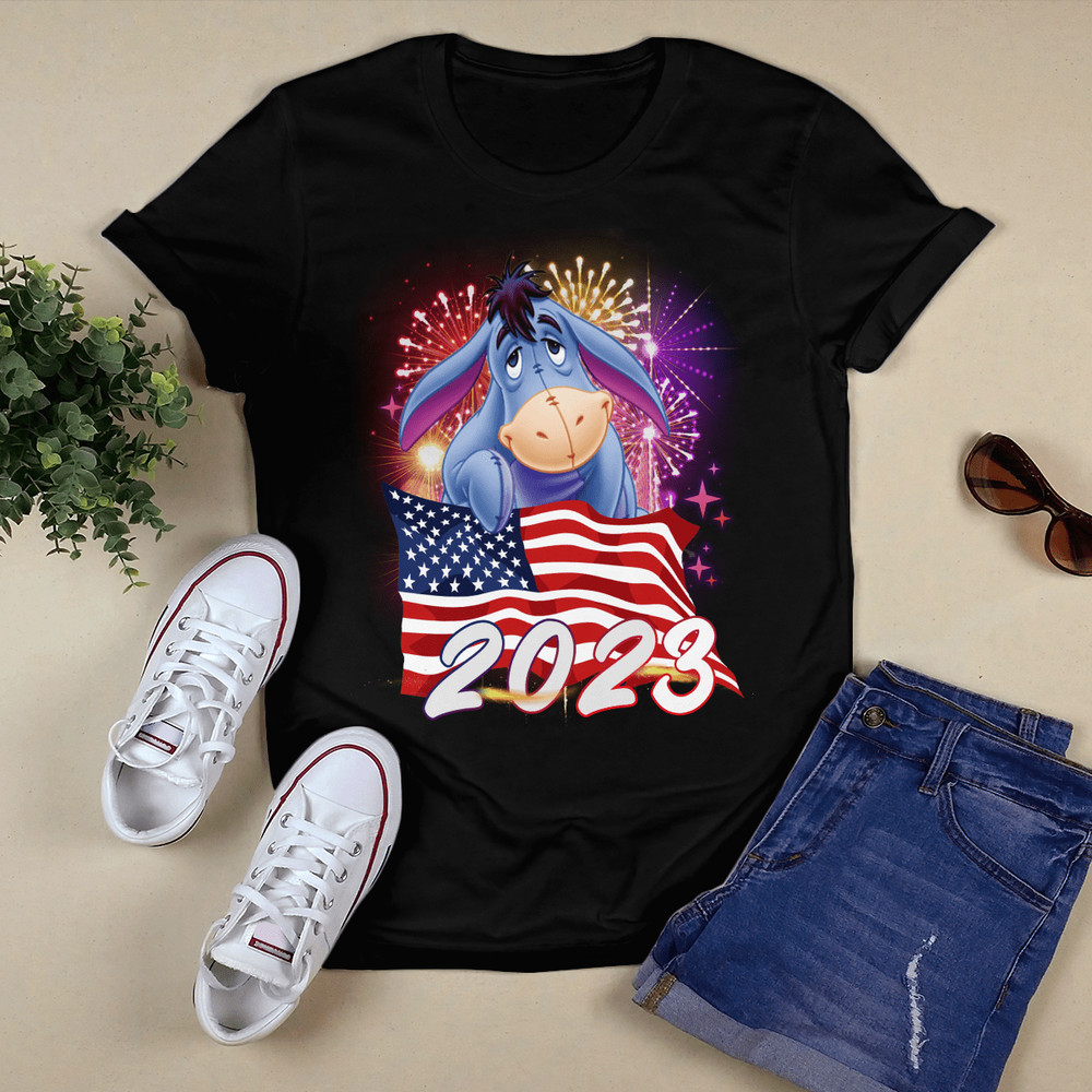 Eeyore Donkey American Flag 2023 4th Of July Independence Day T - shirt, Shirt For Men Women, Graphic Design