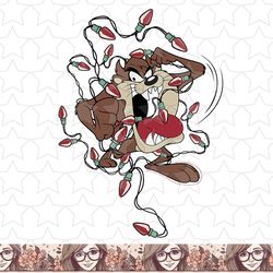 looney tunes christmas taz light tangle png, sublimation, digital download