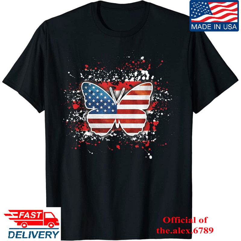 Butterfly Usa Flag 4th Of July 2023 Patriotic Girls Independent T - shirt, Shirt For Men Women, Graphic Design