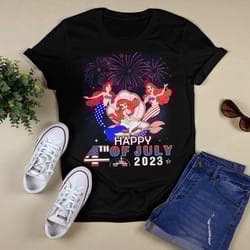 ariel mermaid red blue fireworks happy 4th of july 2023 independent t - shirt, shirt for men women, graphic design