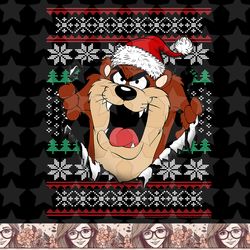 looney tunes christmas taz ugly sweater style png, sublimation, digital download