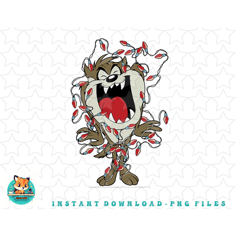 Looney Tunes Christmas Taz Lights Portrait png, sublimation, digital download.jpg