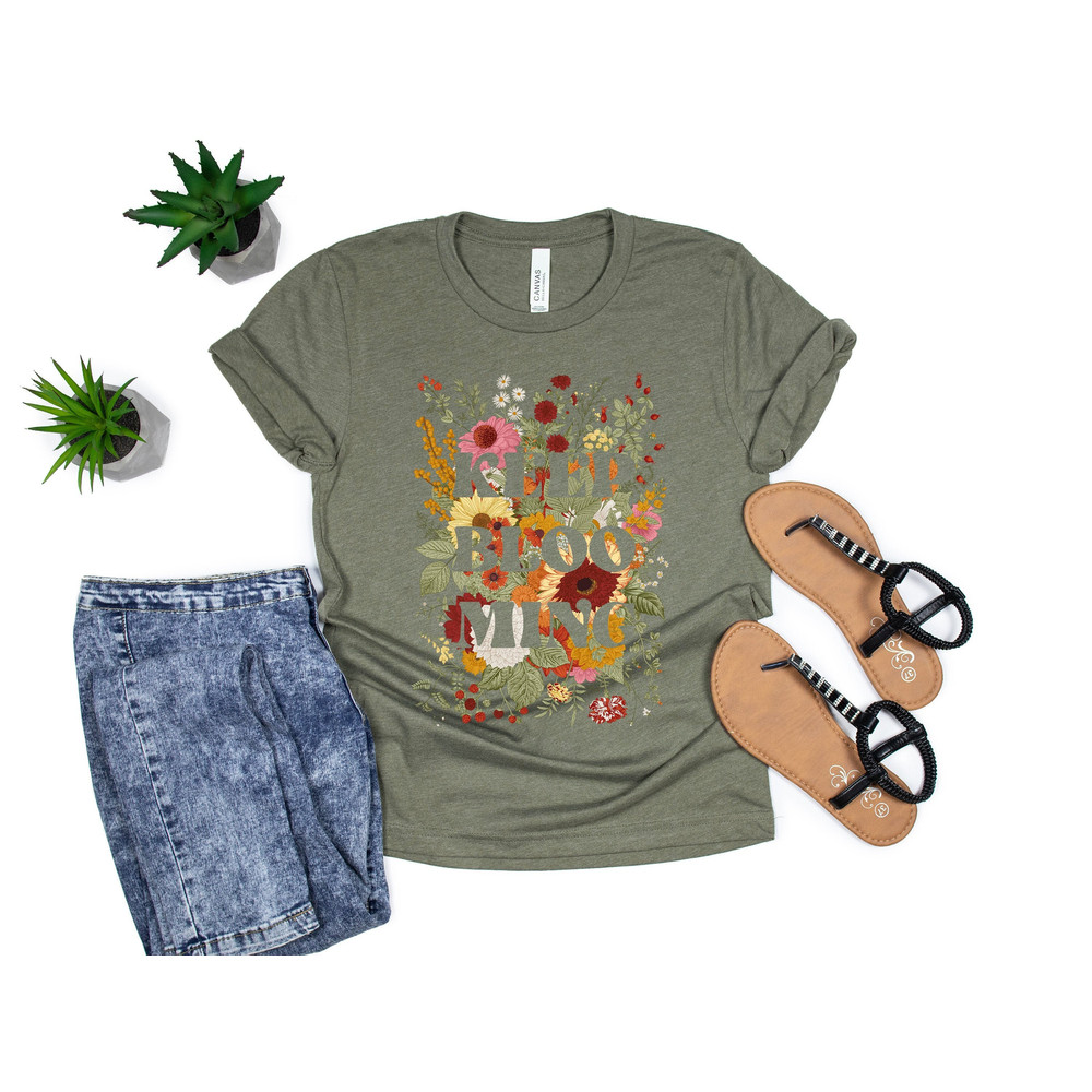 Keep Blooming Tee, Floral T-shirt, Bohemian Style Shirt, Butterfly Shirt, Trending Right Now, Women's Graphic T-shirt, Love Tee - 3.jpg