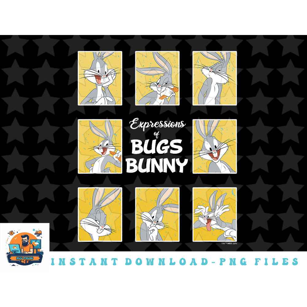 Looney Tunes Bugs Bunny Many Expressions Box Up png, sublimation, digital download.jpg