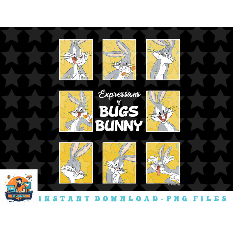 Looney Tunes Bugs Bunny Many Expressions Box Up png, sublimation, digital download.jpg