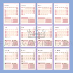 pink planner 2022 year page organizer vector illustration set