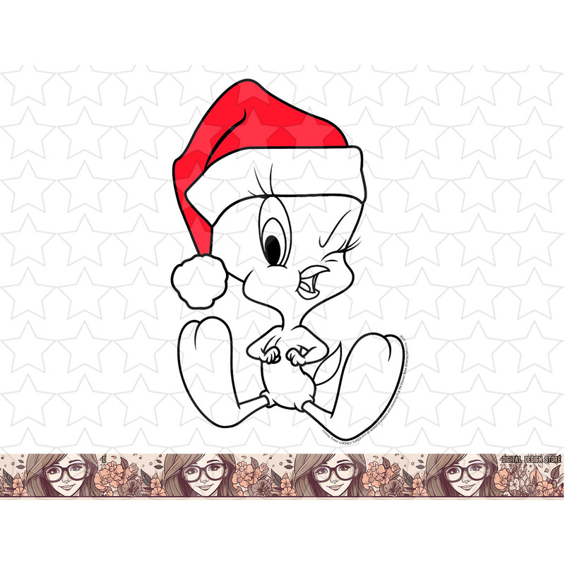 Looney Tunes Christmas Tweety Bird Line Art png, sublimation, digital download .jpg