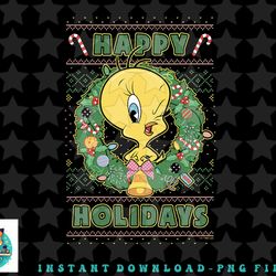 looney tunes christmas tweety wreath sweater png, sublimation, digital download