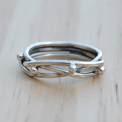 Wrapped Wire Silver Ring Women, Infinity Silver Band Ring, Knot Thumb Ring, Minimalist Sterling Silver Handmade Ring