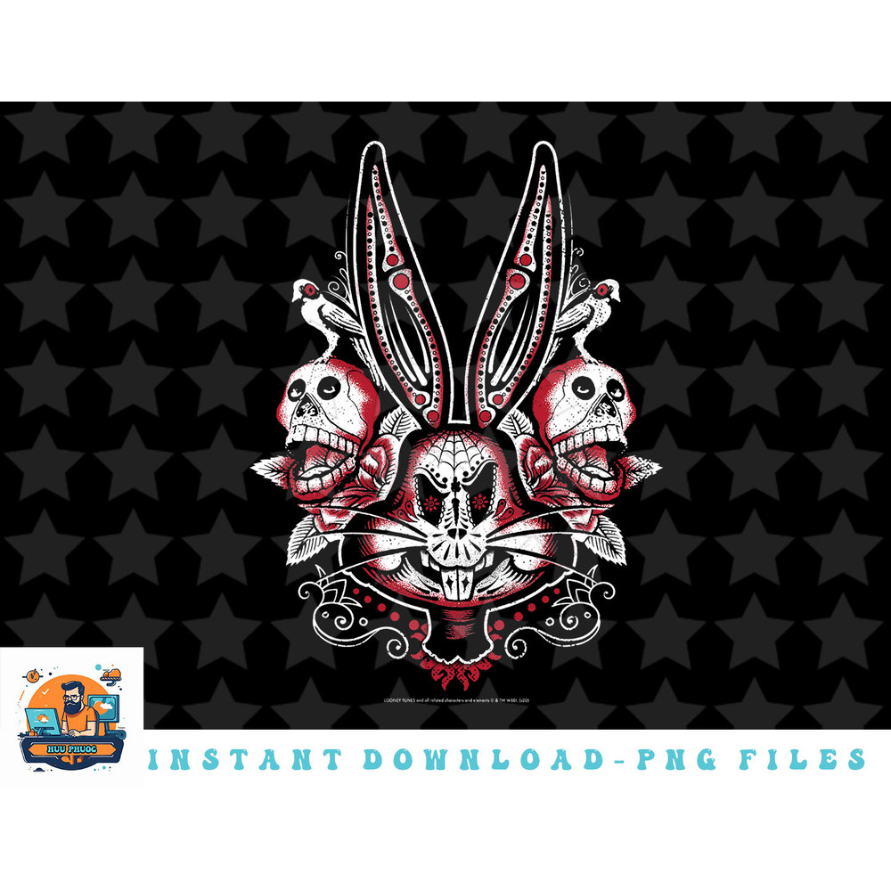 Looney Tunes Bugs Bunny Red Sugar Skull png, sublimation, digital download.jpg