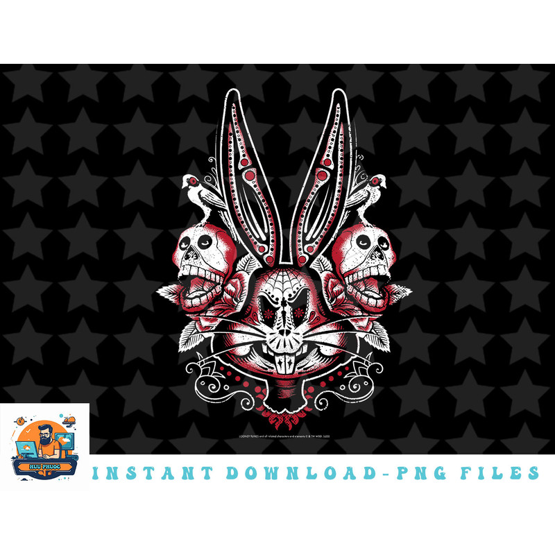 Looney Tunes Bugs Bunny Red Sugar Skull png, sublimation, digital download.jpg