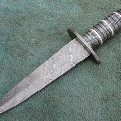 Damascus Dagger Knife , Custom Hand Made Damascus Steel Toothpick Hunting Dagger Knife With Sheath