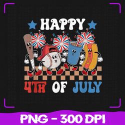 retro groovy baseball fireworks usa flag png, happy 4th of july png, 4th of july png, sublimation, png files, sublimatio