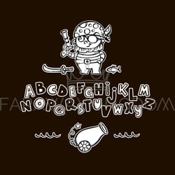pirate gun alphabet monochrome clipart vector illustration
