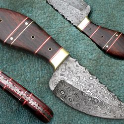 damascus skinner knife , 8" superior hand made damascus steel hunting skinner knife