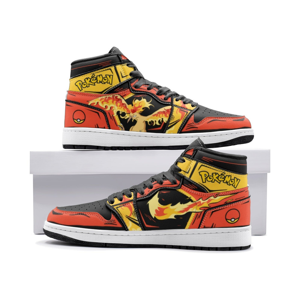 Moltres Pokemon JD1 Shoes, Moltres Pokemon Jordan 1 Shoes, Moltres Shoes, Pokemon Sneakers, Moltres Pokemon Shoes